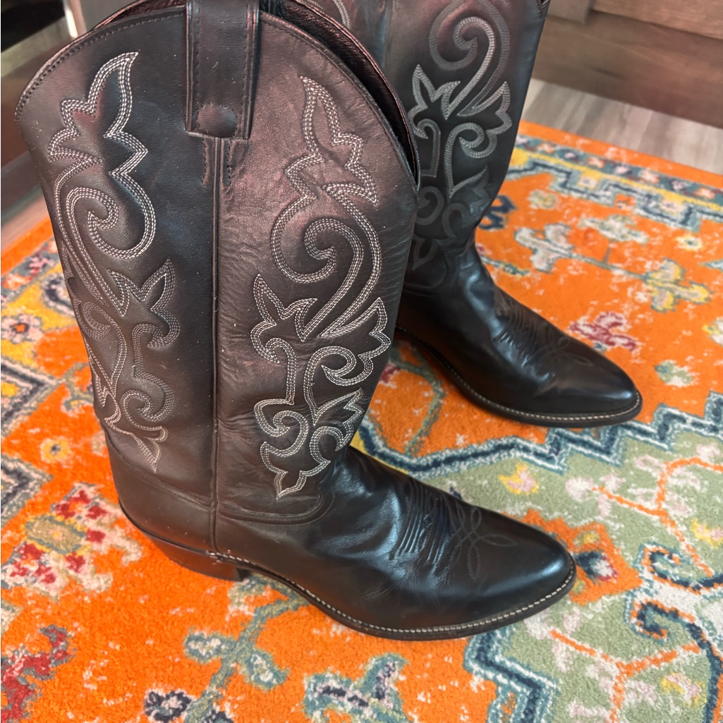 Justin Boots Black Embroidered Cowboy Boots